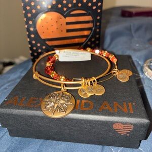 Alex and Ani Gold and Red Charm Bracelet Set, Healing
